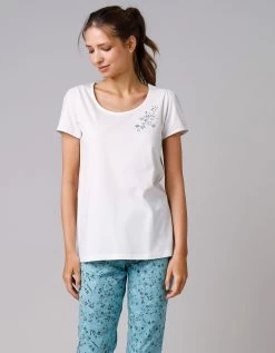 Tee-shirt De Pyjama Manches Courtes Imprimé Placé Fleurs -Boutique De Lingerie De Mode 703648 C00 zoomx vue5
