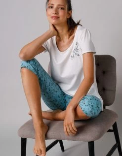 Tee-shirt De Pyjama Manches Courtes Imprimé Placé Fleurs -Boutique De Lingerie De Mode 703648 C00 zoomx vue6