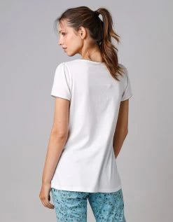 Tee-shirt De Pyjama Manches Courtes Imprimé Placé Fleurs -Boutique De Lingerie De Mode 703648 C00 zoomx vue7