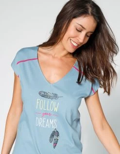 Pyjama Coton Imprimé "plumes" -Boutique De Lingerie De Mode 703653 C01 zoomx vue3