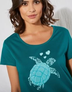 Chemise De Nuit Longue Coton – Imprimé "tortue" -Boutique De Lingerie De Mode 703659 C01 zoomx vue3