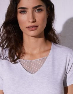 Tee-shirt Col Plumetis Manches Courtes -Boutique De Lingerie De Mode 703668 C01 zoomx vue3