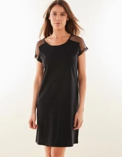 Chemise De Nuit Viscose Et Plumetis