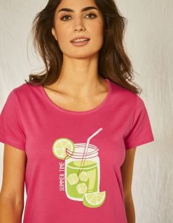 Chemise De Nuit Courte En Coton Motif Limonade Manches Courtes -Boutique De Lingerie De Mode 703683 C01 zoomx vue5