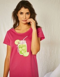 Chemise De Nuit Courte En Coton Motif Limonade Manches Courtes -Boutique De Lingerie De Mode 703683 C01 zoomx vue7