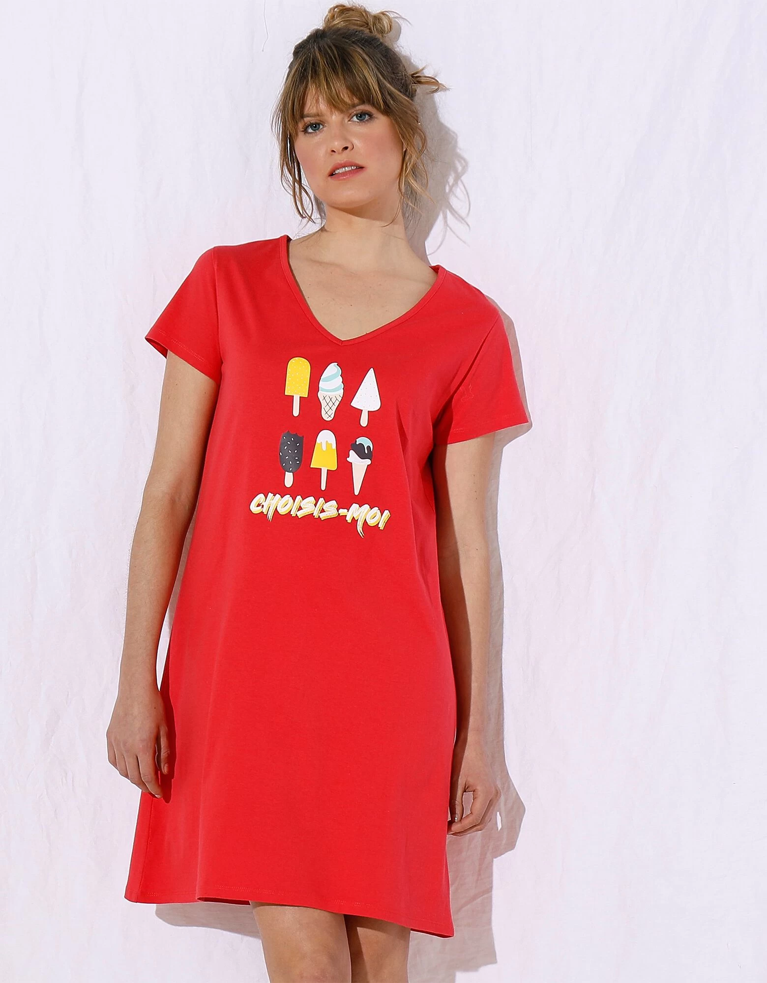 Chemise De Nuit Manches Courtes Imprimé « glaces » Et Message - Avec Pochon Assorti 6 Chemise De Nuit Manches Courtes Imprimé « glaces » Et Message - Avec Pochon Assorti – Image 5