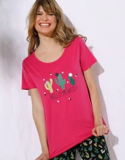 Pyjama Court Manches Courtes Motifs « Cactus » - Avec Pochon Assorti -Boutique De Lingerie De Mode 703698 C01 zoomx vue3