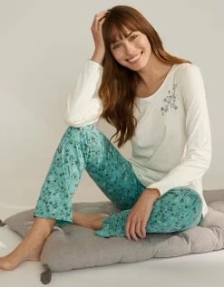 Tee-shirt De Pyjama Manches Longues Imprimé Placé Fleurs -Boutique De Lingerie De Mode 703701 C00 zoomx vue3