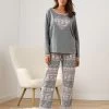 Pyjama Maille Polaire Manches Longues Imprimé Coeur -Boutique De Lingerie De Mode 703713 C00 zoomx