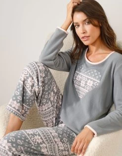 Pyjama Maille Polaire Manches Longues Imprimé Coeur -Boutique De Lingerie De Mode 703713 C00 zoomx vue5