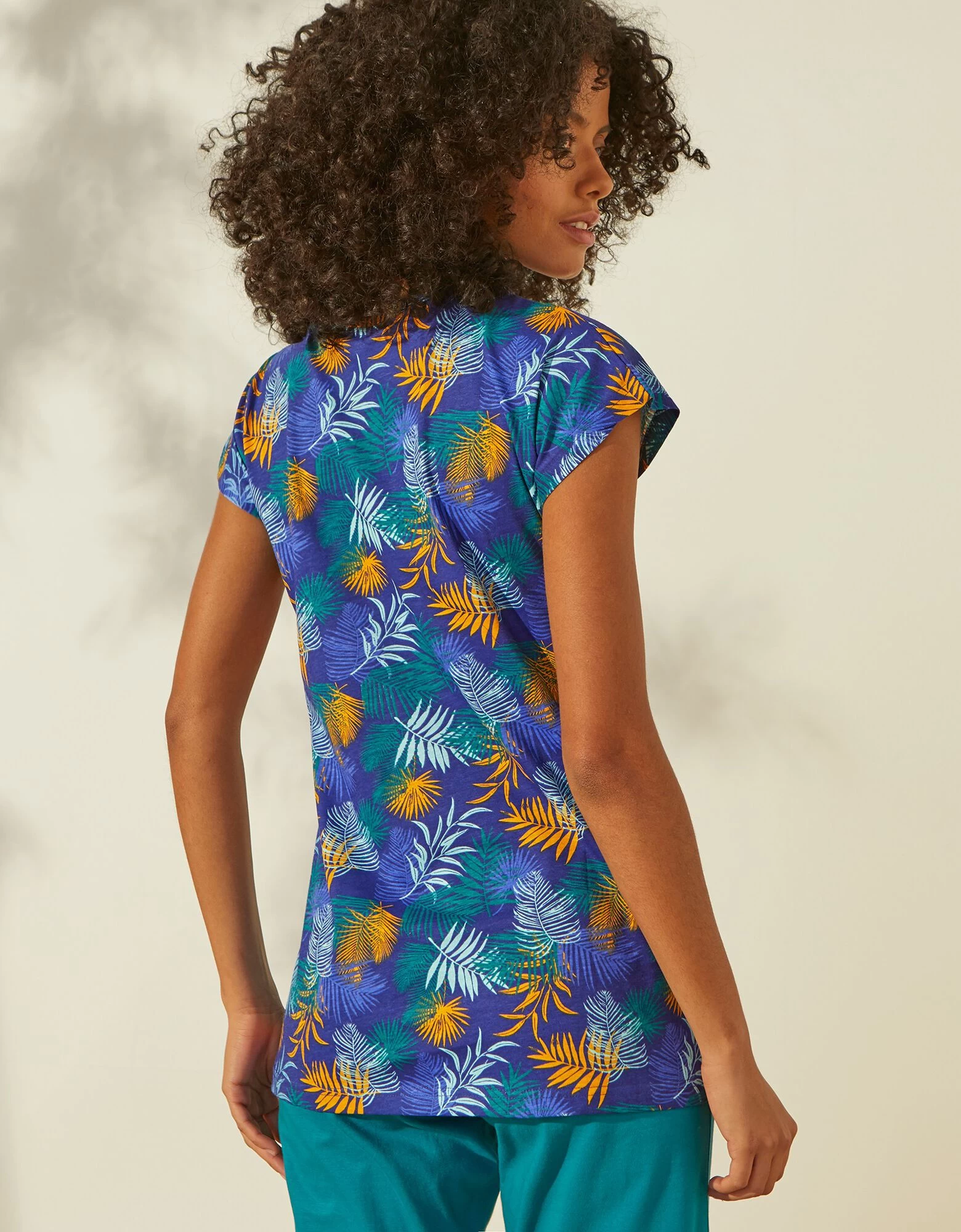 Tee-shirt De Pyjama En Coton Manches Courtes - Imprimé Tropical 4 Tee-shirt De Pyjama En Coton Manches Courtes - Imprimé Tropical – Image 2