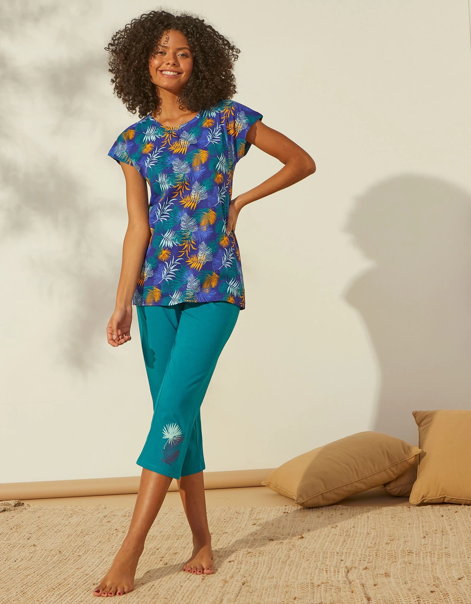 Tee-shirt De Pyjama En Coton Manches Courtes - Imprimé Tropical 6 Tee-shirt De Pyjama En Coton Manches Courtes - Imprimé Tropical – Image 4