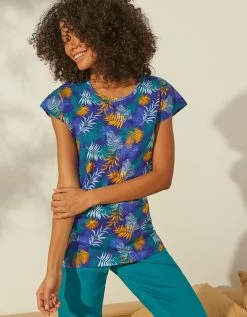 Tee-shirt De Pyjama En Coton Manches Courtes - Imprimé Tropical 11 Tee-shirt De Pyjama En Coton Manches Courtes - Imprimé Tropical -Boutique De Lingerie De Mode 703742 C00 zoomx vue5