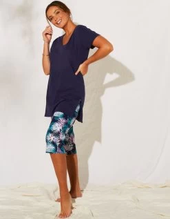 Pyjama Avec Pantacourt Imprimé Tropical -Boutique De Lingerie De Mode 703765 C01 zoomx vue6