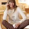 Pyjama Motif "chat" Manches Longues Volantées -Boutique De Lingerie De Mode 703781 C01 zoomx