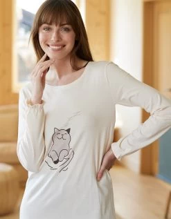 Pyjama Motif "chat" Manches Longues Volantées -Boutique De Lingerie De Mode 703781 C01 zoomx vue3