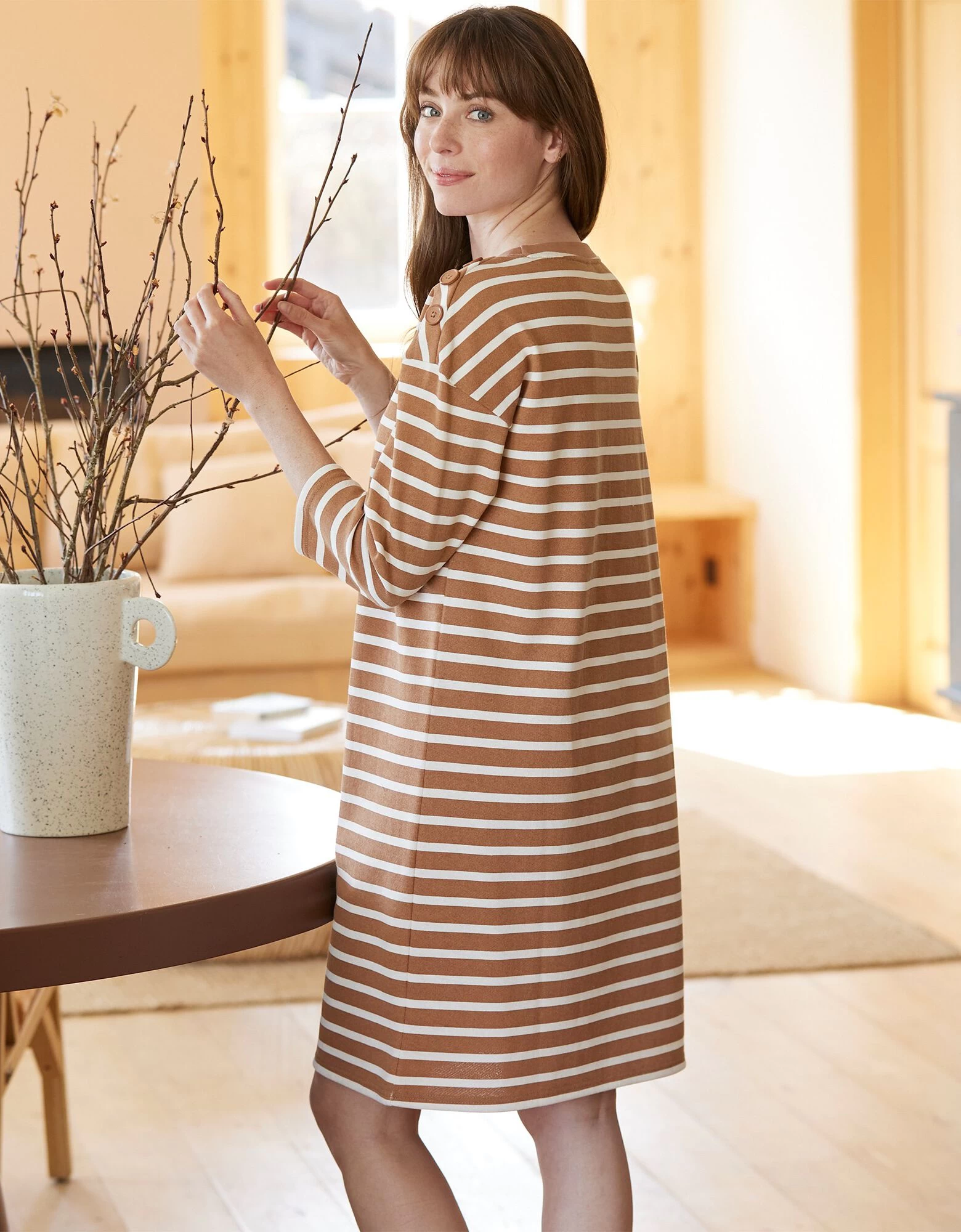 Chemise De Nuit Molleton Rayé Fluide 4 Chemise De Nuit Molleton Rayé Fluide – Image 2