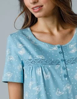 Chemise De Nuit Longue Manches Courtes Imprimée "papillons" -Boutique De Lingerie De Mode 703820 C01 zoomx vue4
