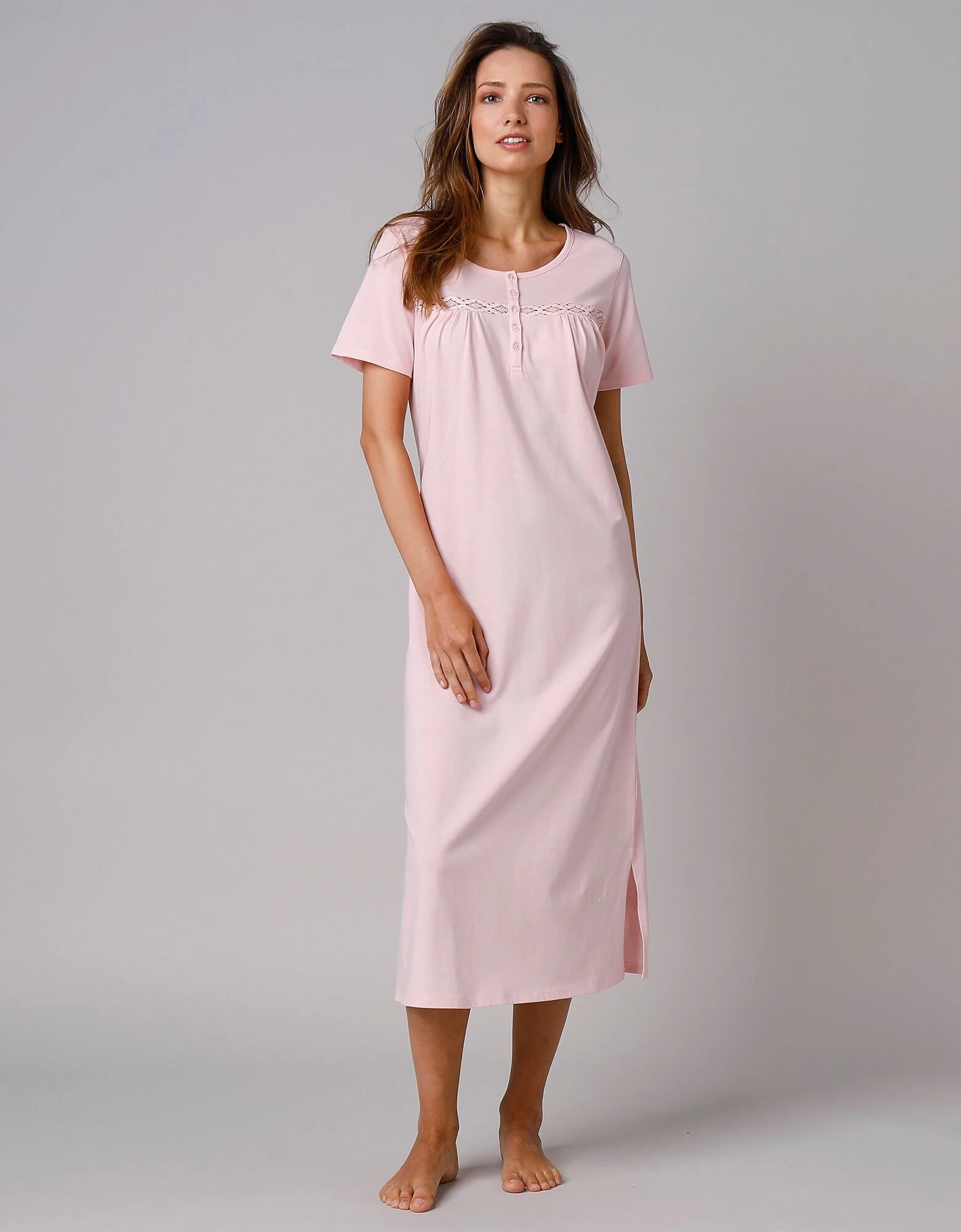 Chemise De Nuit Longue Manches Courtes Unie 3 Chemise De Nuit Longue Manches Courtes Unie