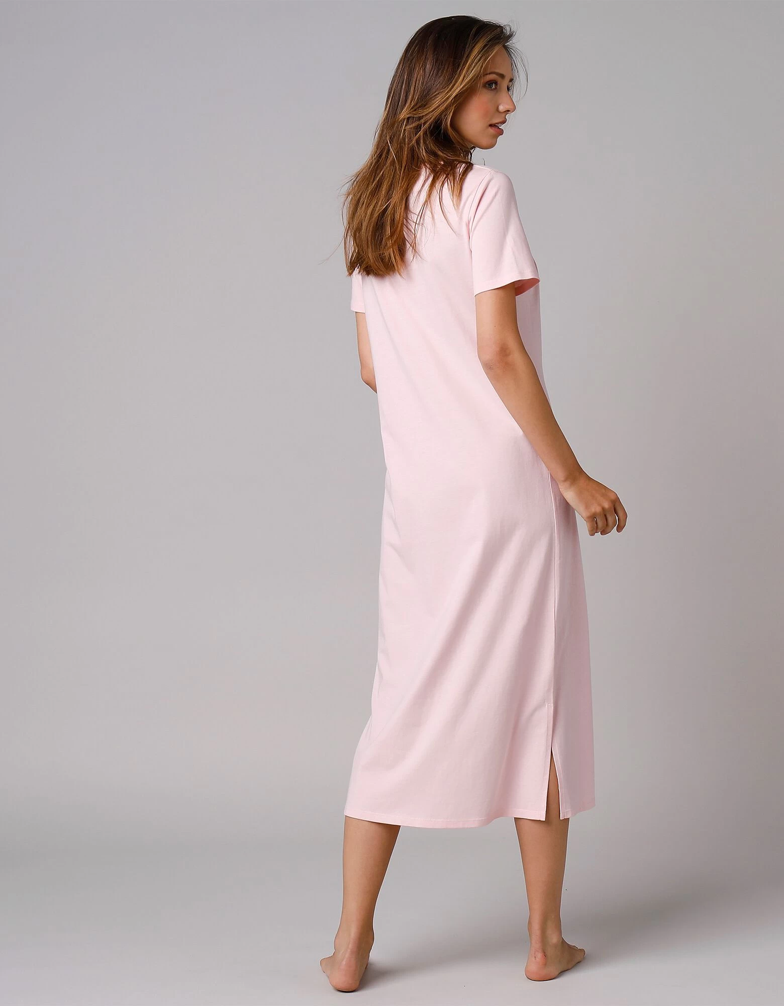 Chemise De Nuit Longue Manches Courtes Unie 5 Chemise De Nuit Longue Manches Courtes Unie – Image 3