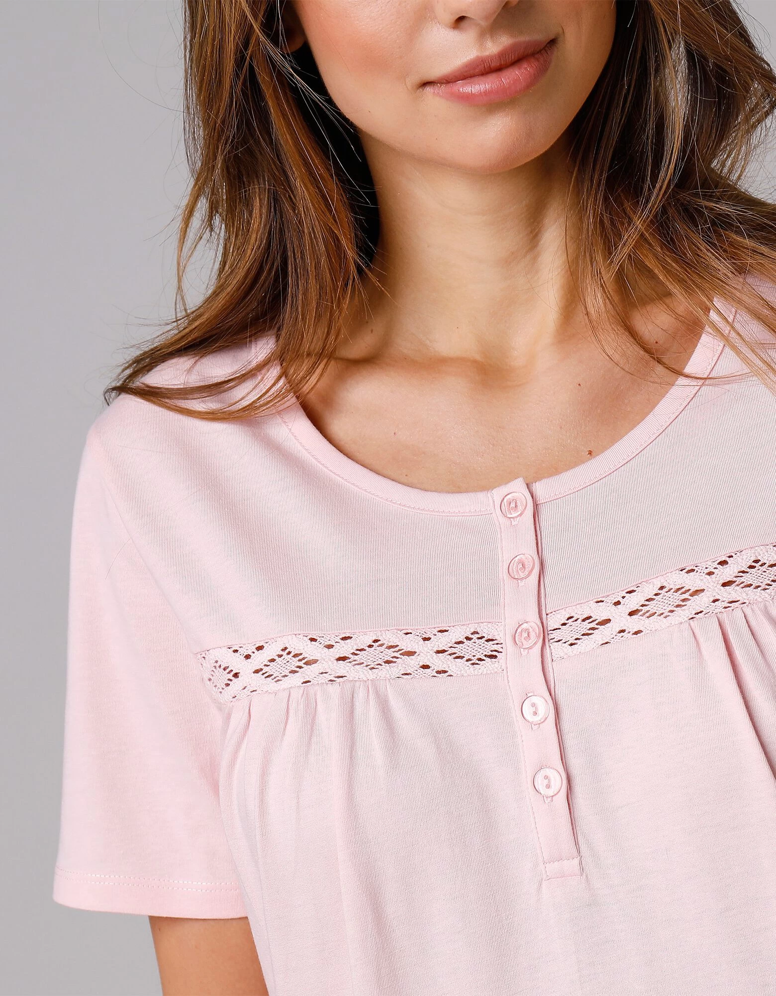 Chemise De Nuit Longue Manches Courtes Unie 6 Chemise De Nuit Longue Manches Courtes Unie – Image 4