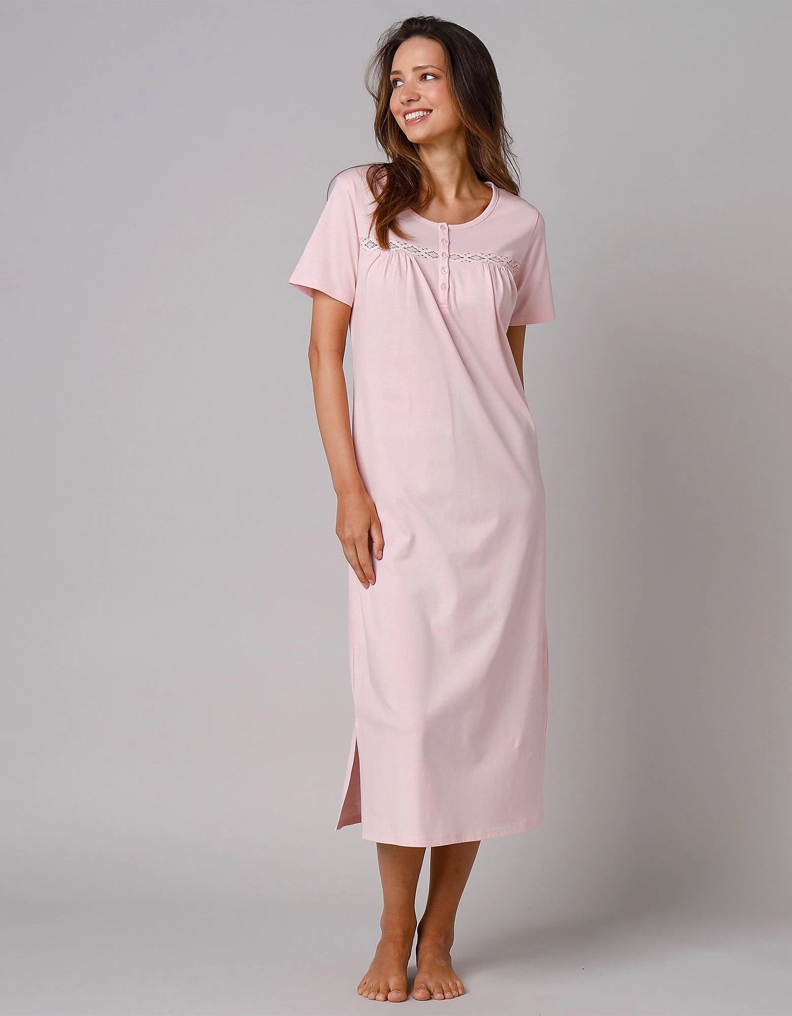 Chemise De Nuit Longue Manches Courtes Unie 7 Chemise De Nuit Longue Manches Courtes Unie – Image 5