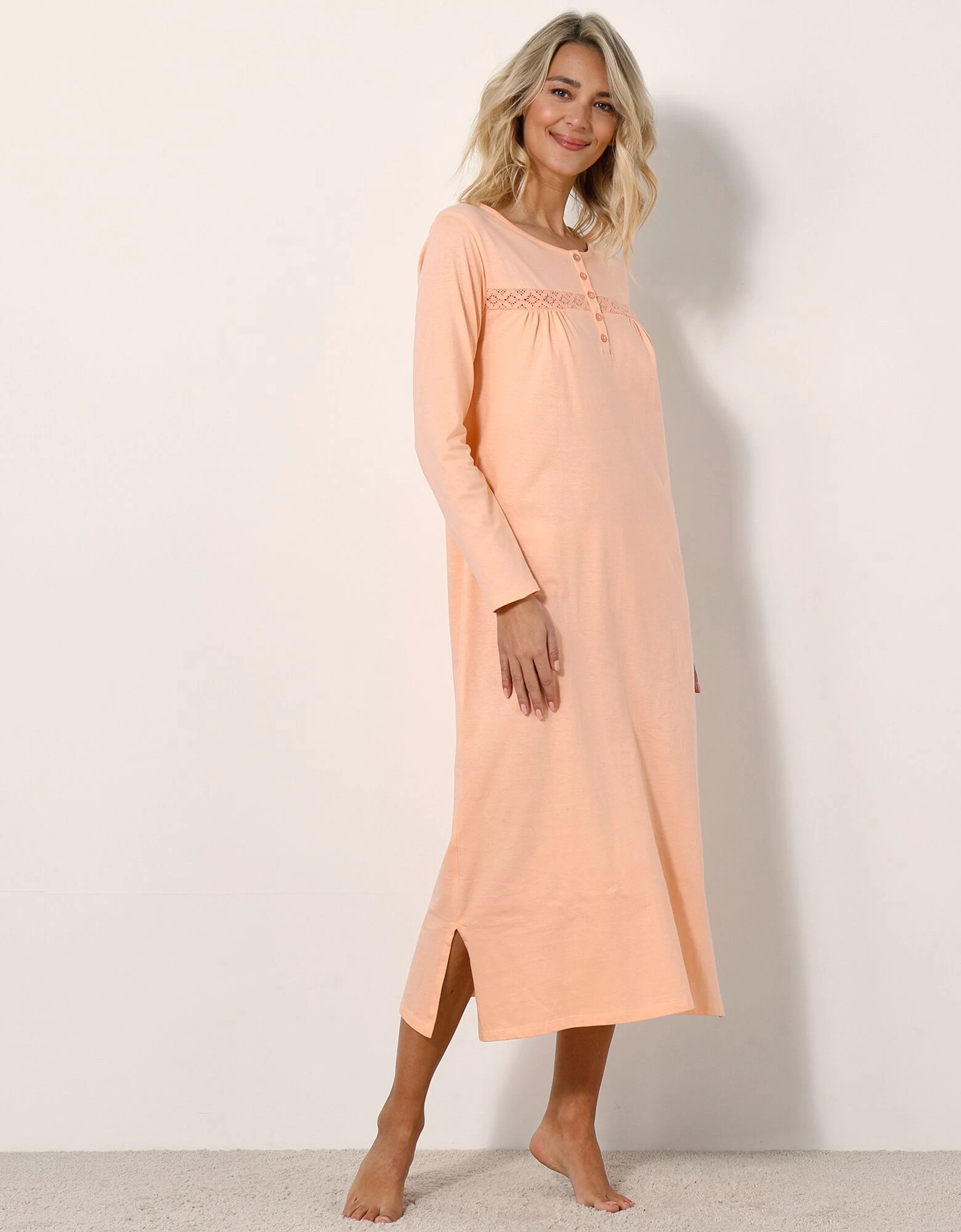 Chemise De Nuit Longue Manches Longues Unie 3 Chemise De Nuit Longue Manches Longues Unie