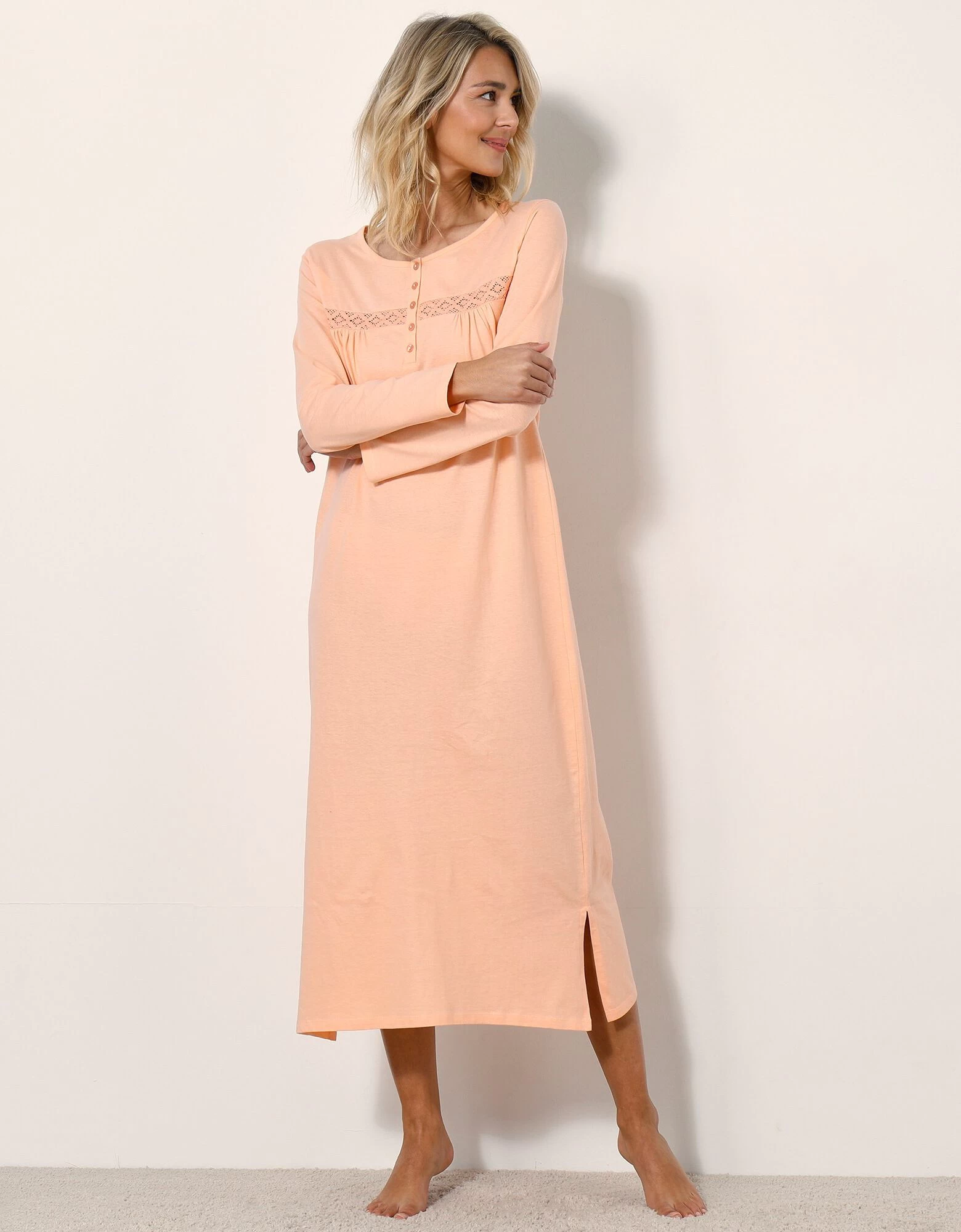 Chemise De Nuit Longue Manches Longues Unie 6 Chemise De Nuit Longue Manches Longues Unie – Image 4