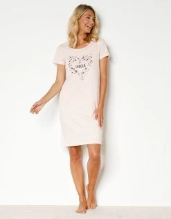 Chemise De Nuit Courte Manches Courtes Motif Unique