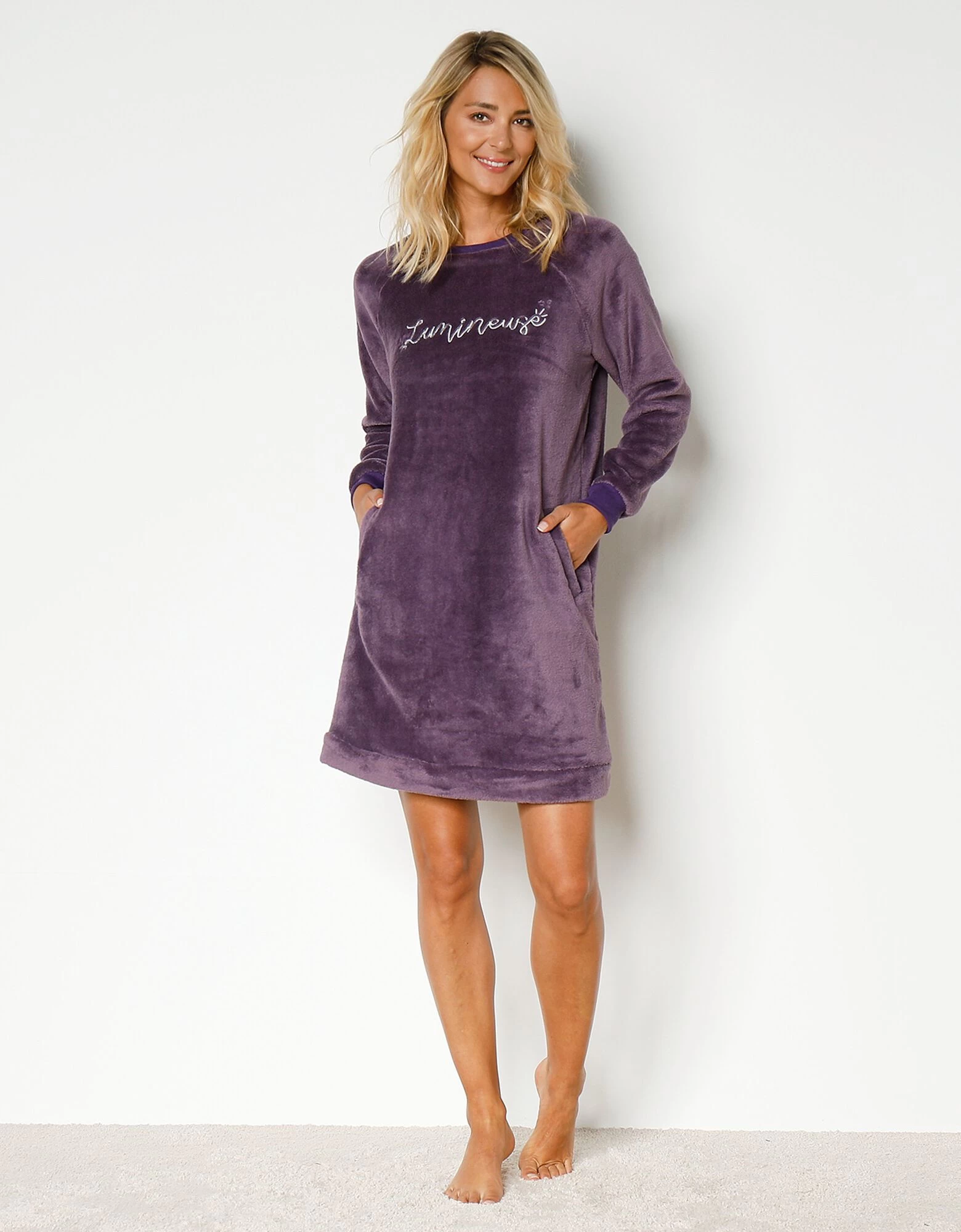 Chemise De Nuit Manches Longues Maille Polaire "lumineuse" 6 Chemise De Nuit Manches Longues Maille Polaire "lumineuse" – Image 4