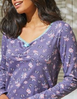 T-shirt Pyjama Manches Longues Imprimé Papillons 11 T-shirt Pyjama Manches Longues Imprimé Papillons -Boutique De Lingerie De Mode 703914 C02 zoomx vue4
