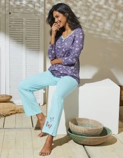 T-shirt Pyjama Manches Longues Imprimé Papillons 12 T-shirt Pyjama Manches Longues Imprimé Papillons -Boutique De Lingerie De Mode 703914 C02 zoomx vue5