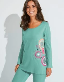 Pyjama Manches Longues Imprimé Rosaces - Coton -Boutique De Lingerie De Mode 703930 C02 zoomx vue3