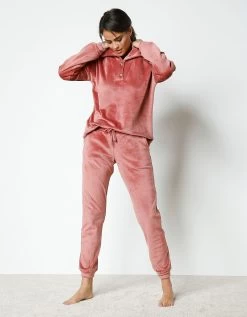 Pyjama Velours Stretch Manches Longues Col Boutonné -Boutique De Lingerie De Mode 703933 C02 zoomx vue4