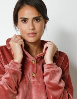 Pyjama Velours Stretch Manches Longues Col Boutonné -Boutique De Lingerie De Mode 703933 C02 zoomx vue5