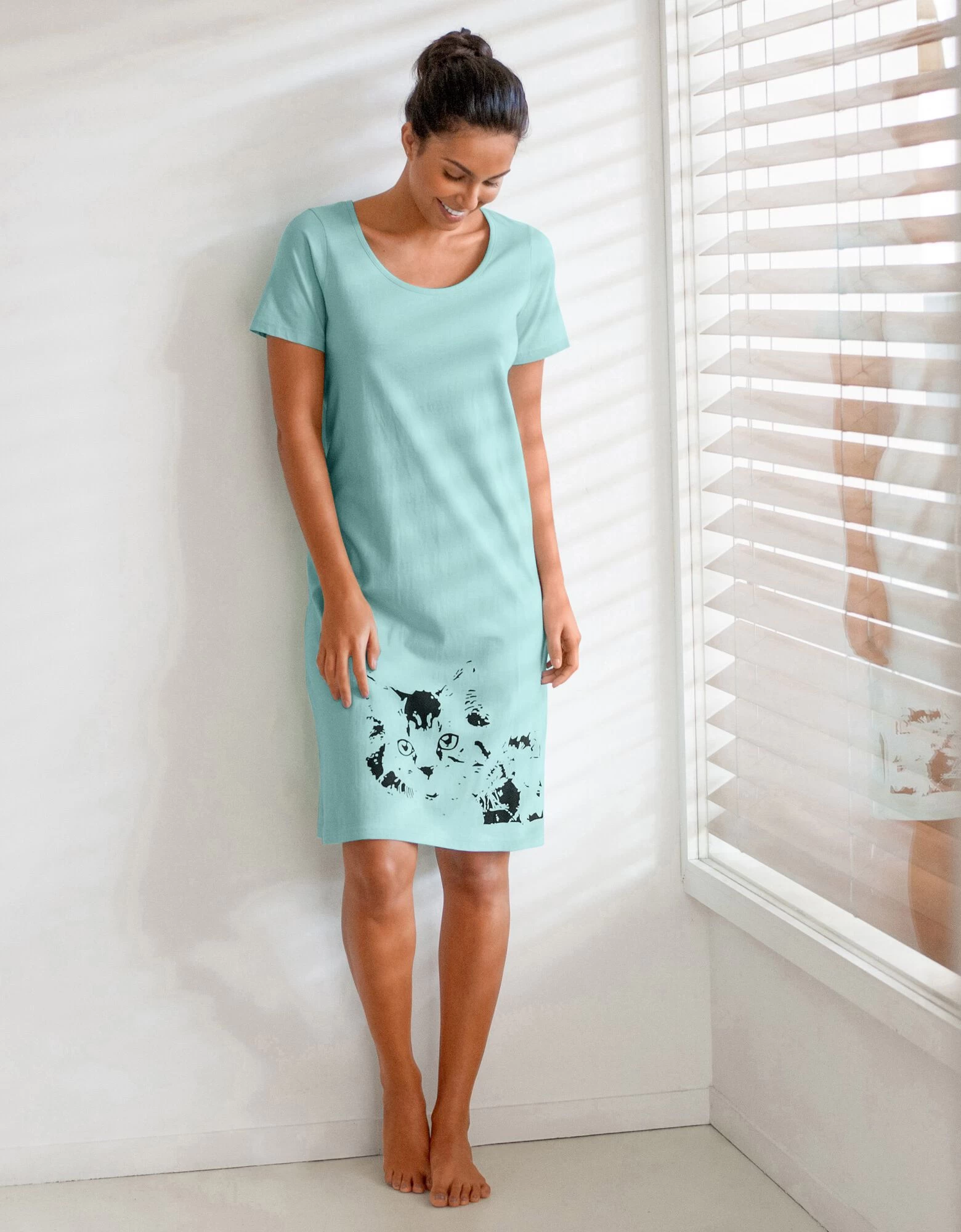 Chemise De Nuit Courte Imprimé Chat - Lot De 2 3 Chemise De Nuit Courte Imprimé Chat - Lot De 2