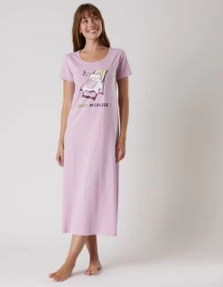 Chemise De Nuit Longue Manches Courtes – Imprimé "chat" -Boutique De Lingerie De Mode 703953 C01 zoomx vue4