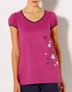 Tee-shirt Manches Courtes Uni + étoiles - Jersey Coton