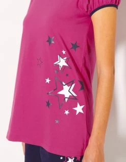 Tee-shirt Manches Courtes Uni + étoiles - Jersey Coton -Boutique De Lingerie De Mode 703968 C01 zoomx vue3