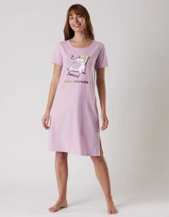 Chemise De Nuit Courte Manches Courtes – Imprimé "Chat" -Boutique De Lingerie De Mode 703987 C01 zoomx vue3