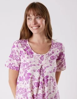 Chemise De Nuit Longue Imprimée Fleurie - Manches Courtes 10 Chemise De Nuit Longue Imprimée Fleurie - Manches Courtes -Boutique De Lingerie De Mode 703988 C01 zoomx vue4