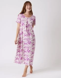 Chemise De Nuit Longue Imprimée Fleurie - Manches Courtes 11 Chemise De Nuit Longue Imprimée Fleurie - Manches Courtes -Boutique De Lingerie De Mode 703988 C01 zoomx vue5