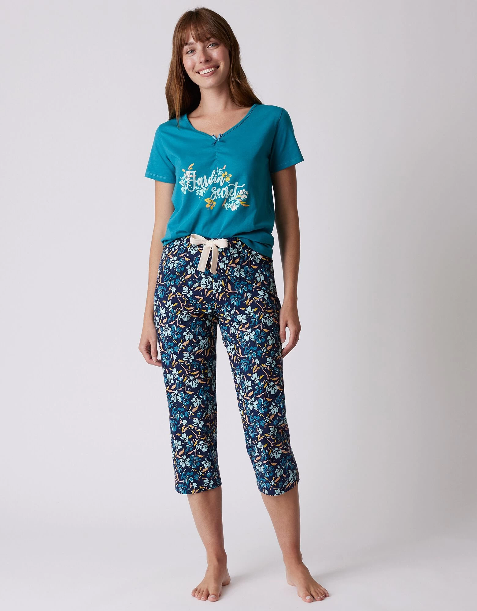 Tee-shirt Pyjama Manches Courtes Imprimé "jardin Secret" 5 Tee-shirt Pyjama Manches Courtes Imprimé "jardin Secret" – Image 3