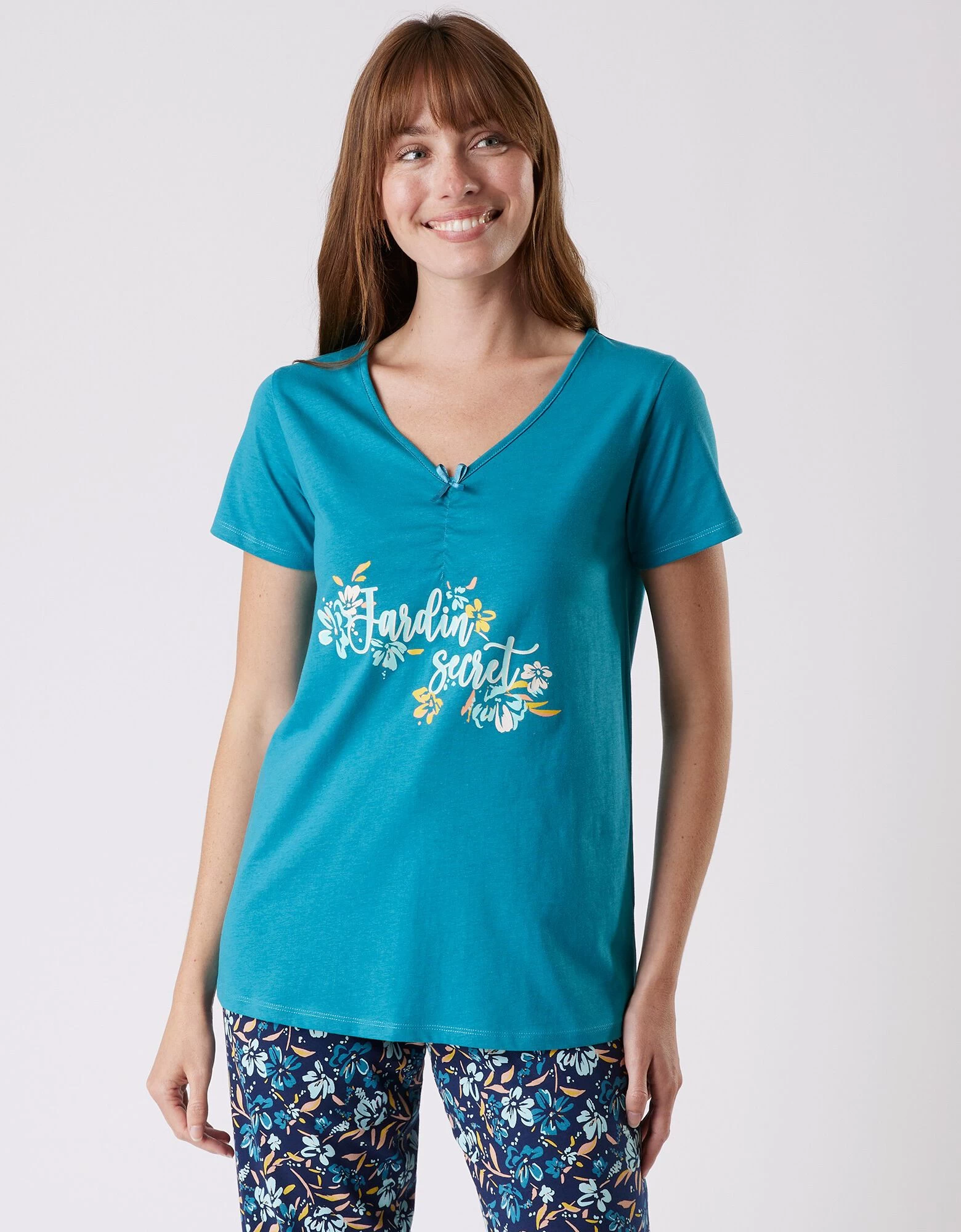 Tee-shirt Pyjama Manches Courtes Imprimé "jardin Secret" 7 Tee-shirt Pyjama Manches Courtes Imprimé "jardin Secret" – Image 5