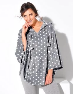 Poncho Polaire Toucher Peluche à Capuche