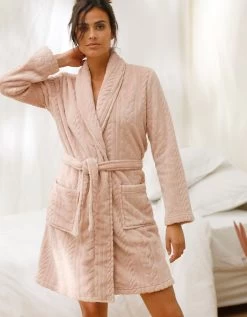Peignoir Court Texturé En Polaire Peluche -Boutique De Lingerie De Mode 704504 C01 zoomx vue4