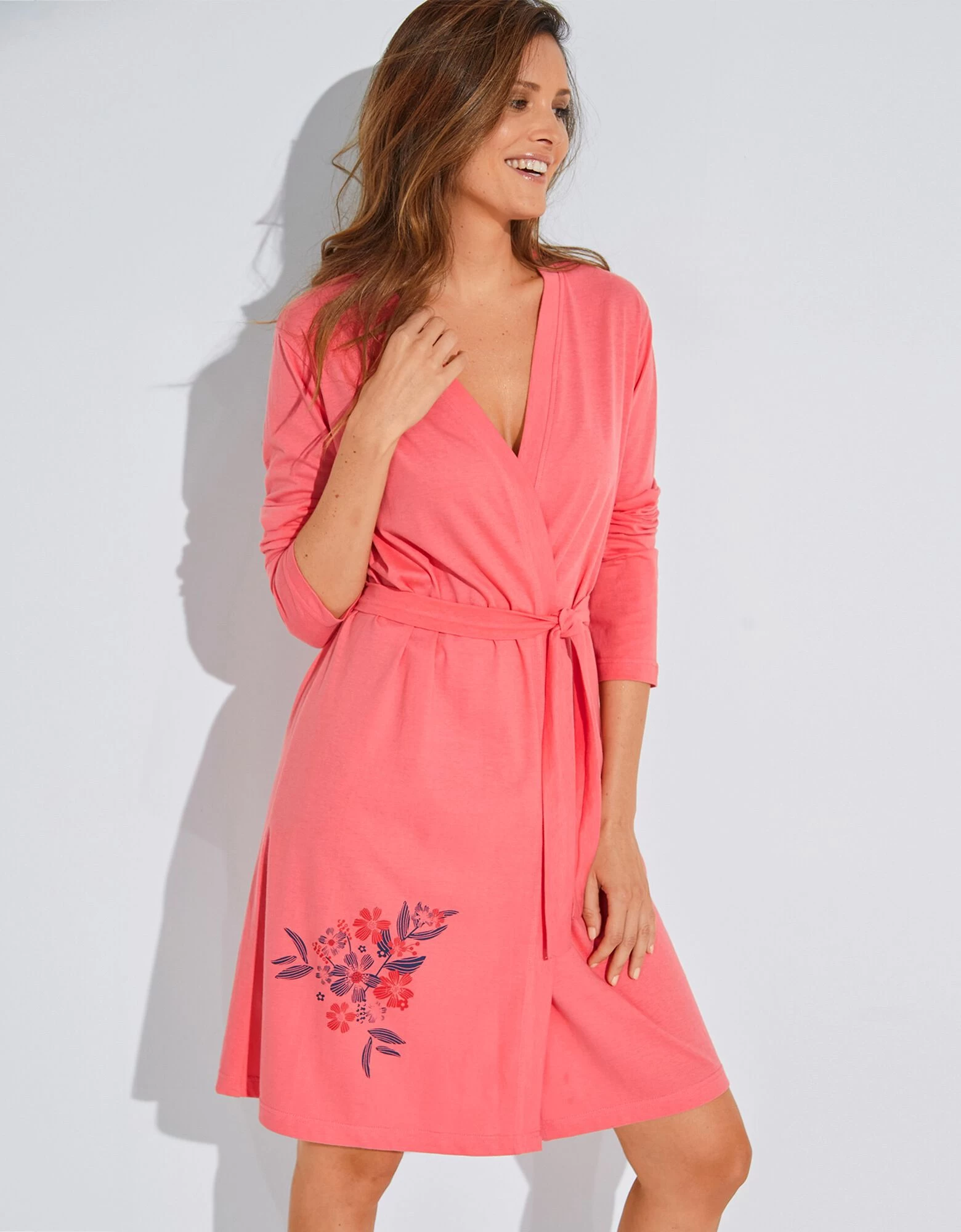 Peignoir Coton Imprimé Placé "bouquet 3 Peignoir Coton Imprimé Placé "bouquet