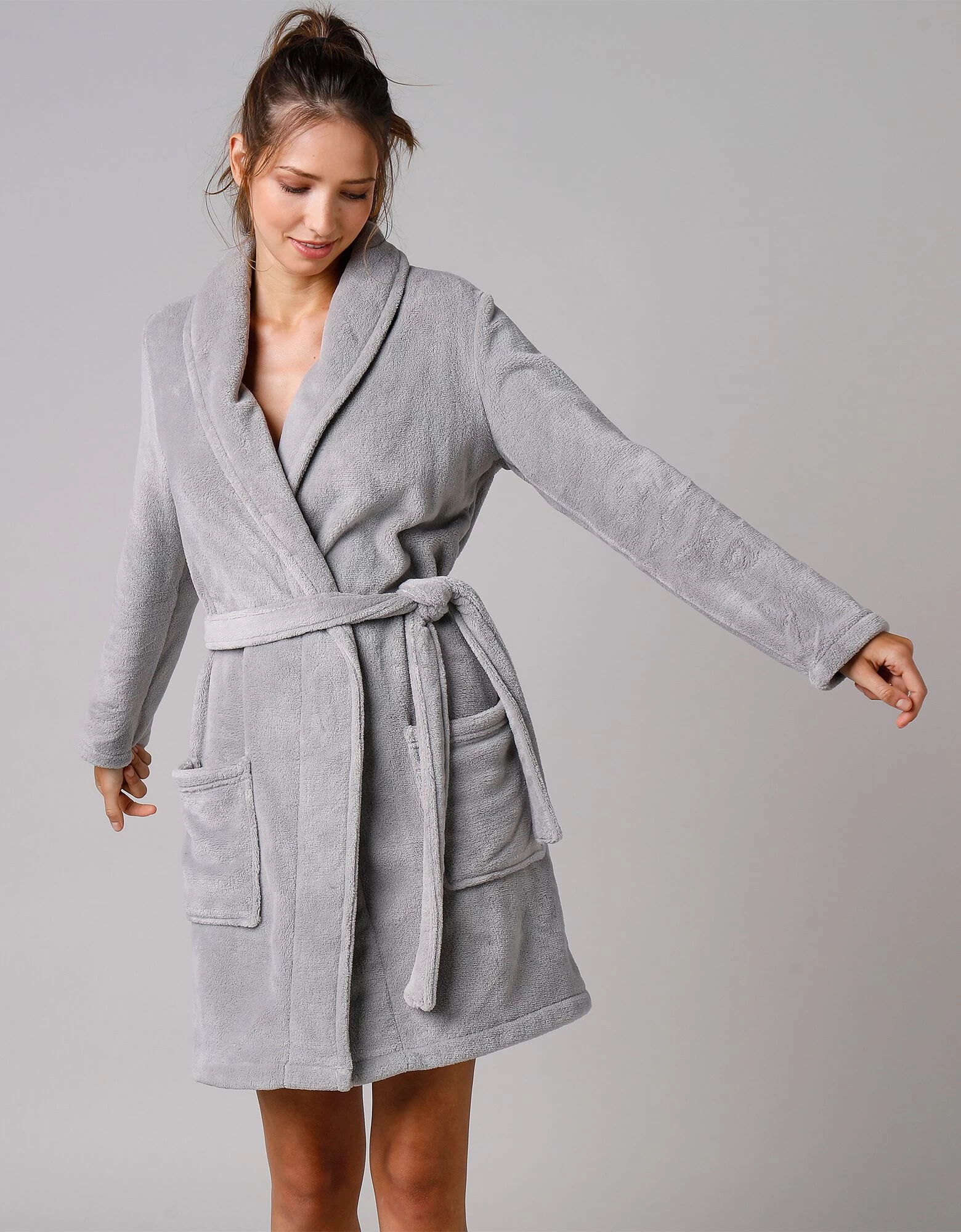 Peignoir Manches Longues Polaire Uni Toucher Peluche Longueur 92 Cm 3 Peignoir Manches Longues Polaire Uni Toucher Peluche Longueur 92 Cm