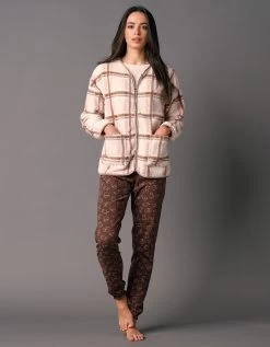 Veste D'intérieur Polaire à Carreaux Zippée -Boutique De Lingerie De Mode 704519 C01 zoomx vue3