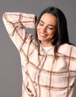 Veste D'intérieur Polaire à Carreaux Zippée -Boutique De Lingerie De Mode 704519 C01 zoomx vue4